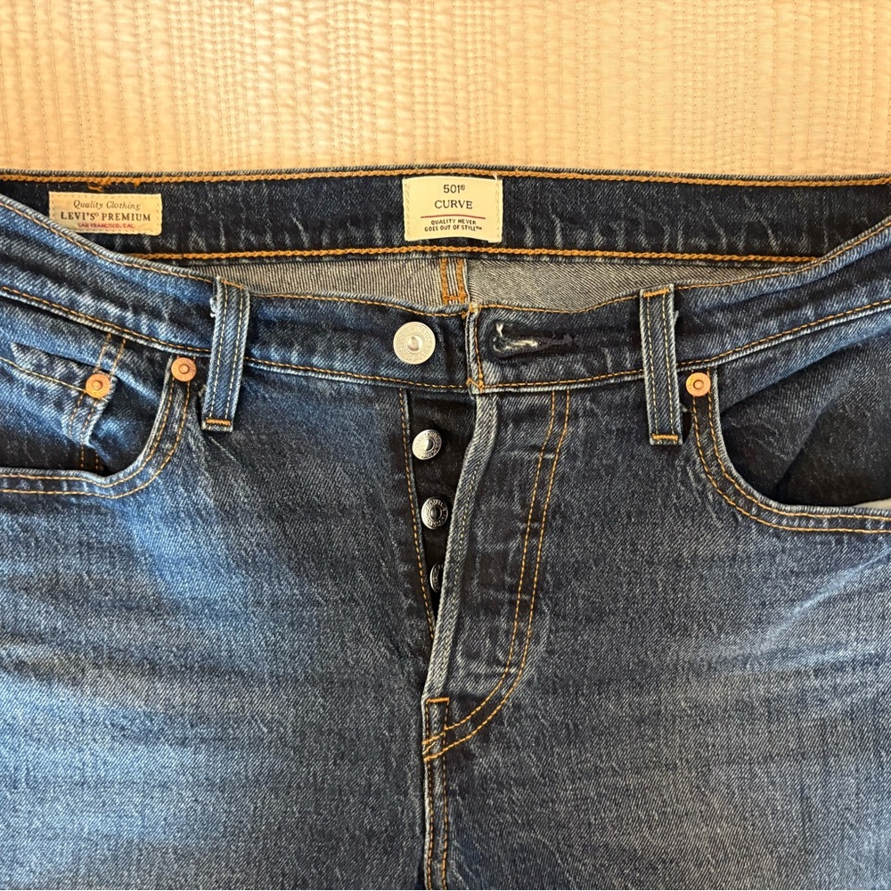 Levi's Women's Straight Leg Jeans - Classic Blue Button Fly 501c